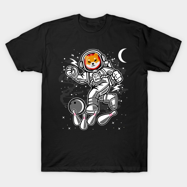 Astronaut Bowling Shiba Inu Coin To The Moon Shib Army Crypto Token Cryptocurrency Blockchain Wallet Birthday Gift For Men Women Kids T-Shirt by Thingking About